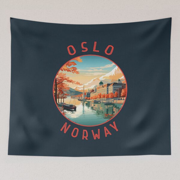 Item preview, Oslo Norway Retro Distressed Circle designed and sold by KrisSidDesigns.