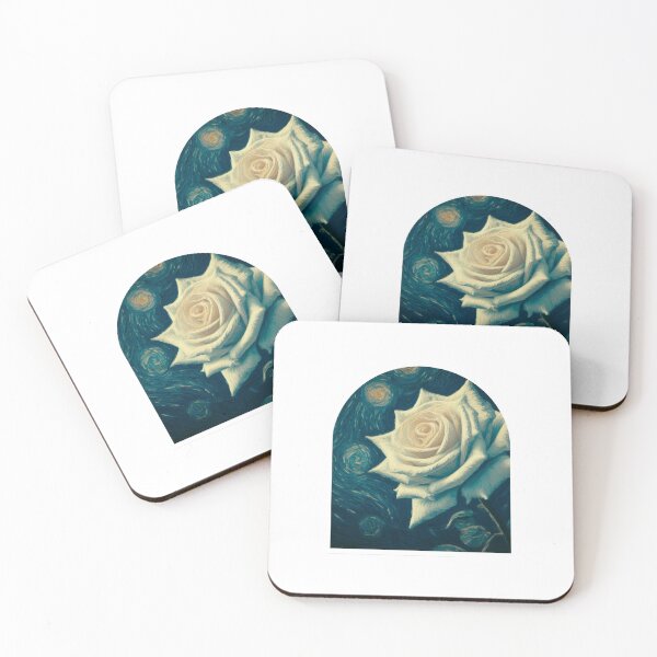 Item preview, An Arched Starry Night with a Single Rose: A White Rose Study designed and sold by Star-Fragment.