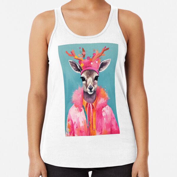 Item preview, Watercolor Deer in Pink Coat Funky Animal Fashion Art Print designed and sold by GulDesignCo.