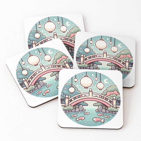 Item preview, Midnight Serenity: Koi Pond & Lantern Bridge designed and sold by OniumEth.