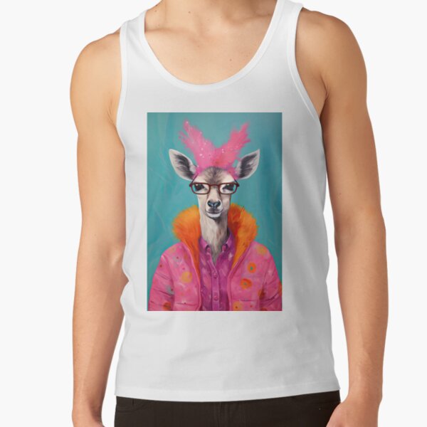 Item preview, Watercolor Deer with Sunglasses in Pink Coat Funky Animal Fashion Art Print designed and sold by GulDesignCo.
