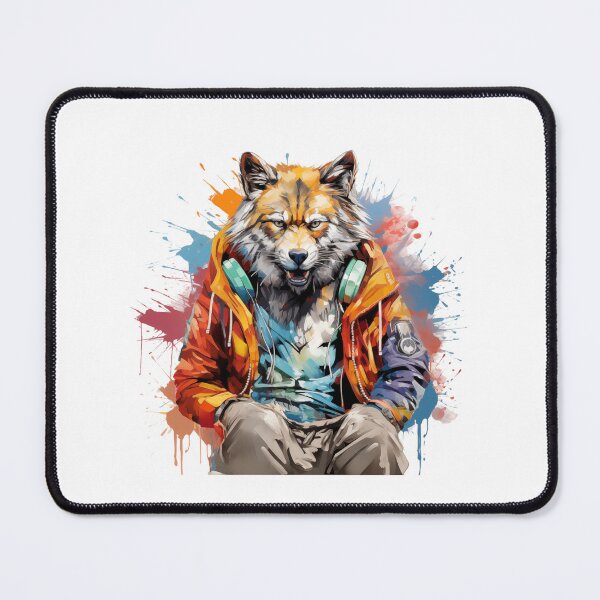 Item preview, Ilustración De Lobo De Cadera Salpicaduras De Color designed and sold by Stickermaester.