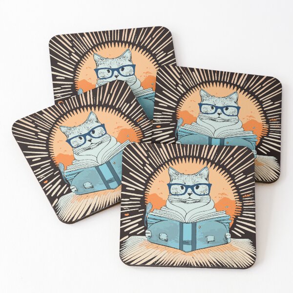 Item preview, Cat Reading Book Vintage Sunset Readers designed and sold by sadedream.