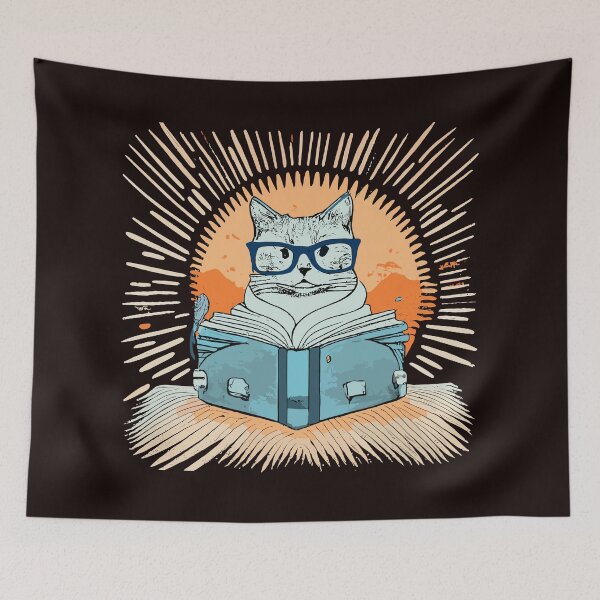 Item preview, Cat Reading Book Vintage Sunset Readers designed and sold by sadedream.