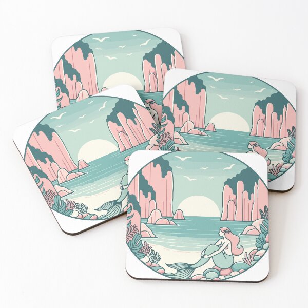 Item preview, Serene Mermaid Gazing at Pink Cliff Sunset designed and sold by OniumEth.