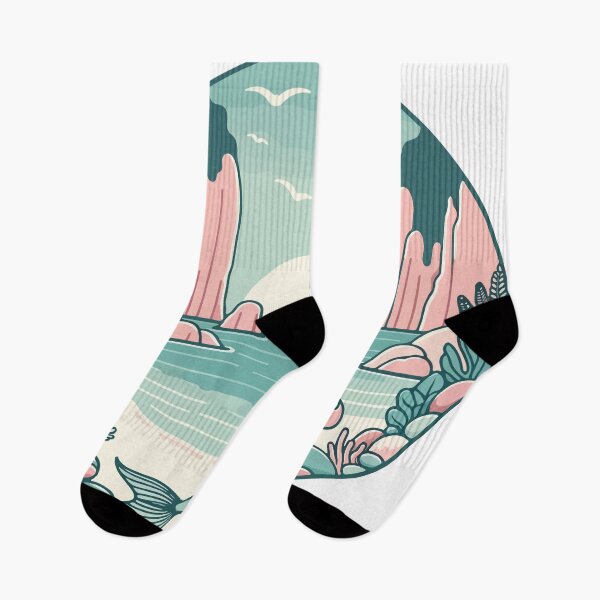 Item preview, Serene Mermaid Gazing at Pink Cliff Sunset designed and sold by OniumEth.