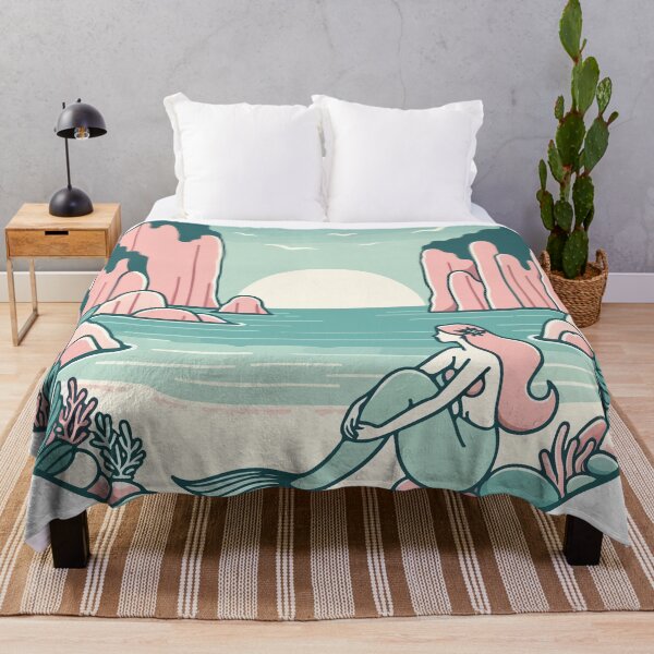 Item preview, Serene Mermaid Gazing at Pink Cliff Sunset designed and sold by OniumEth.