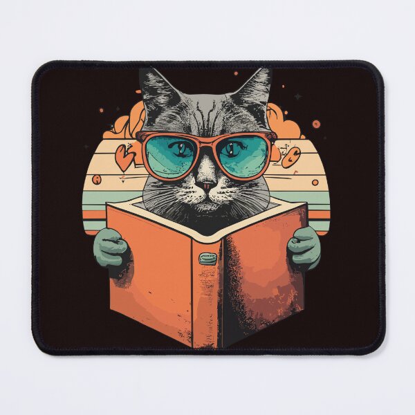 Item preview, Cat Reading Book Vintage Sunset Readers Library designed and sold by sadedream.