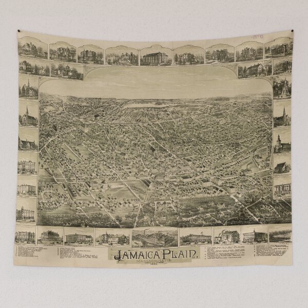 Item preview, Vintage Pictorial Map of Jamaica Plain MA (1891) designed and sold by BravuraMedia.