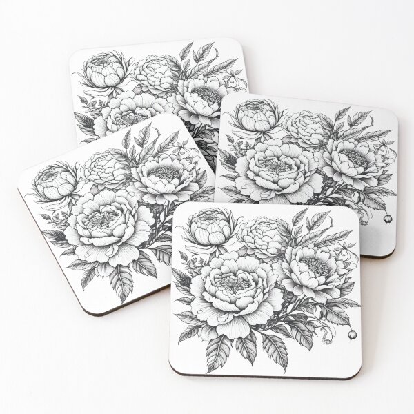 Item preview, Black and white flowers pattern designed and sold by flashcompact.