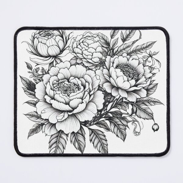 Item preview, Black and white flowers pattern designed and sold by flashcompact.