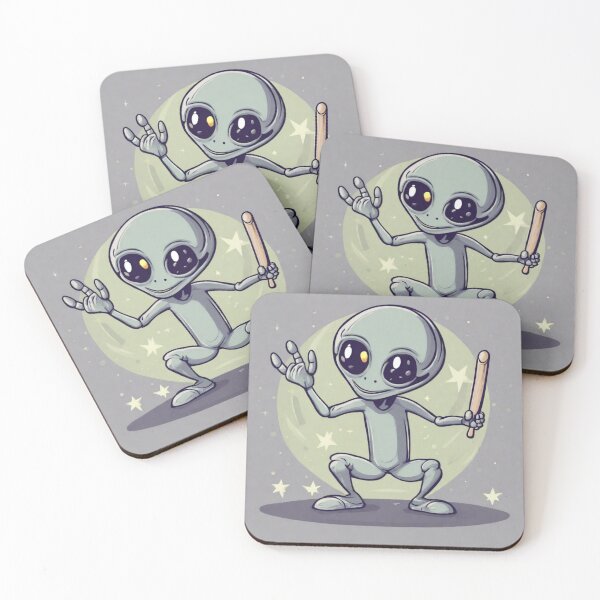 Item preview, A grey alien celebrating Cricket 2023 tileartwork Oct designed and sold by tileartwork.