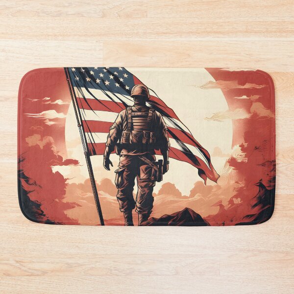 Item preview, American Soldier Saluting on Mountain designed and sold by inkArtistryfine.