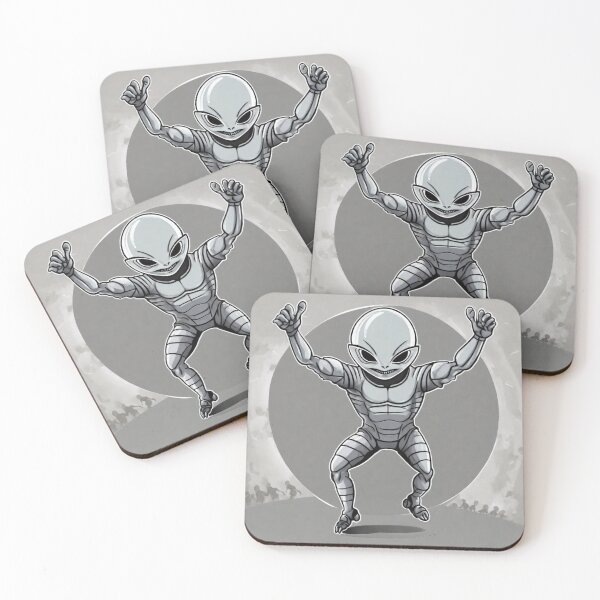 Item preview, A grey alien celebrating Rugby 2023 tileartwork Oct designed and sold by tileartwork.