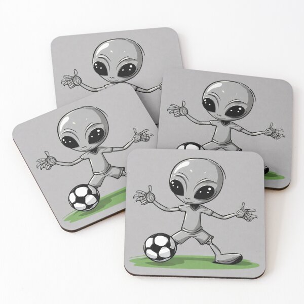 Item preview, A grey alien celebrating Soccer 2023 tileartwork Oct designed and sold by tileartwork.