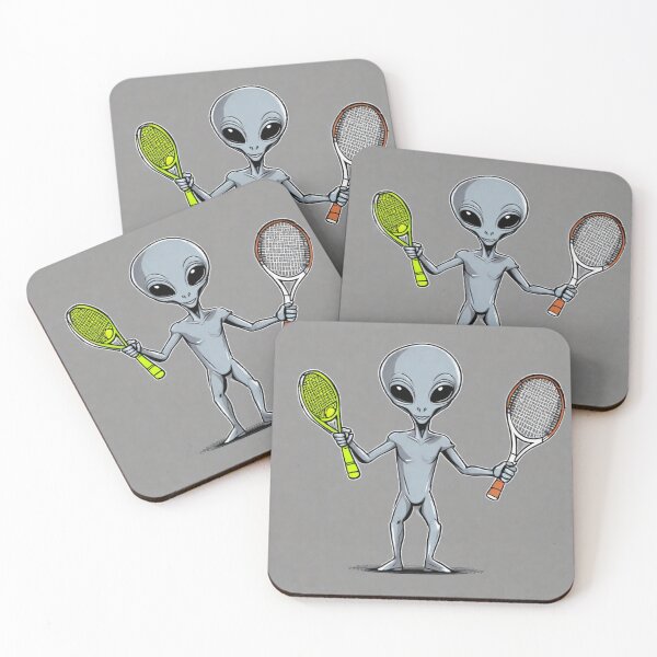Item preview, A grey alien celebrating Tennis 2023 tileartwork Oct designed and sold by tileartwork.