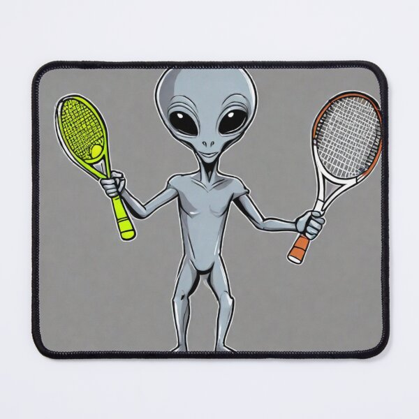 Item preview, A grey alien celebrating Tennis 2023 tileartwork Oct designed and sold by tileartwork.