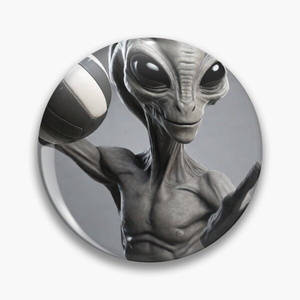 Item preview, A grey alien celebrating Volleyball 2023 tileartwork Oct designed and sold by tileartwork.