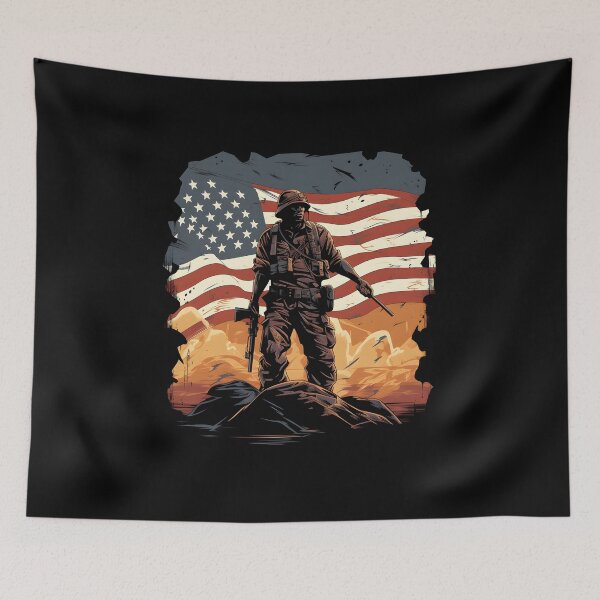 Item preview, US Veteran Saluting American Flag designed and sold by inkArtistryfine.