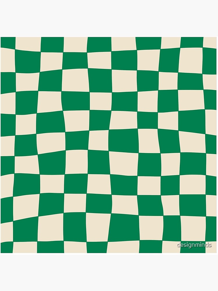 Hand Drawn Checkerboard Pattern (green/cream) Art Board Print