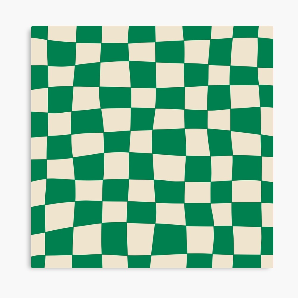 Hand Drawn Checkerboard Pattern (green/cream) Art Board Print
