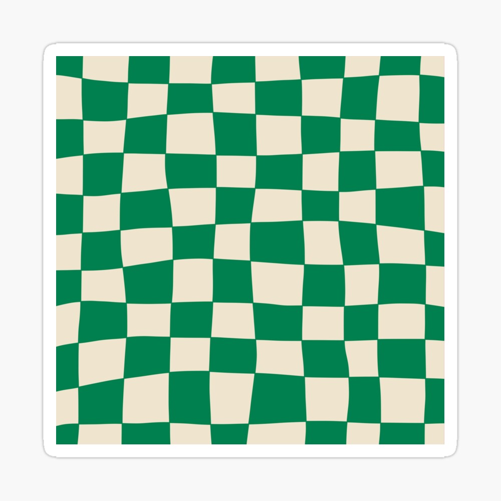 Hand Drawn Checkerboard Pattern (green/cream) Art Board Print