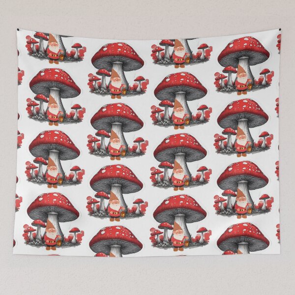 Item preview, Gnome with Giant Red Mushrooms designed and sold by silviaol.