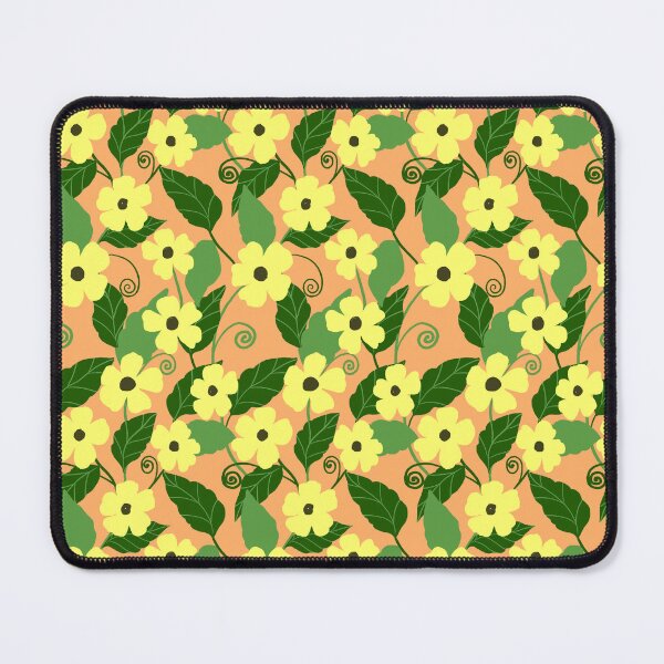 Item preview, Yellow black eyed susan floral vine on orange designed and sold by PrettywithColor.