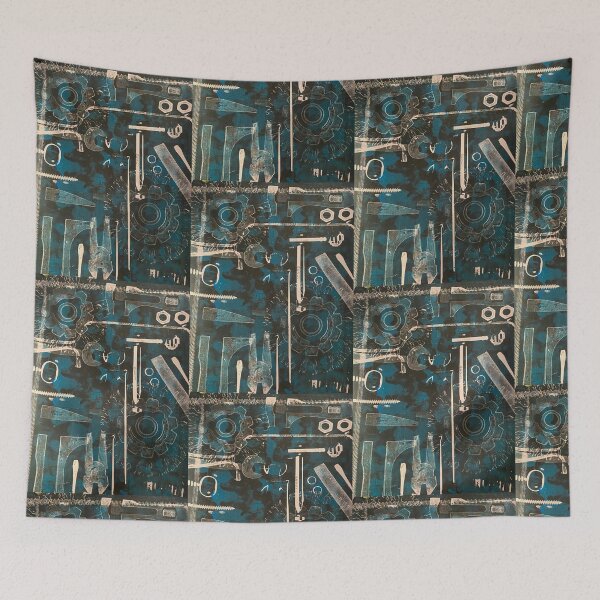 Item preview, Feeling Tool Blue Monoprint Pattern designed and sold by vallisrowe.