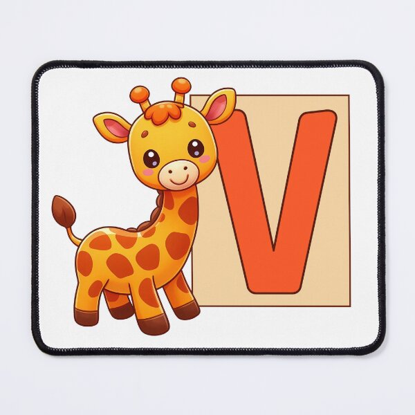 Item preview, Giraffe Monogram Letter V designed and sold by Coffee Lifestyle.