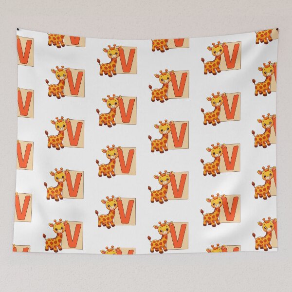 Item preview, Giraffe Monogram Letter V designed and sold by Coffee Lifestyle.