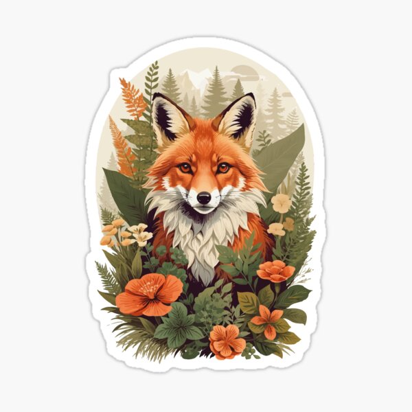 Item preview, Fox Cottagecore Aesthetic Botanical Flowers Goblincore Fairycore Forest designed and sold by AHiebs.