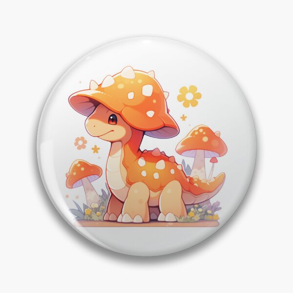 Item preview, Cute Kawaii Orange Mushroom Hat Dinosaur designed and sold by CozyKawaiiArt.