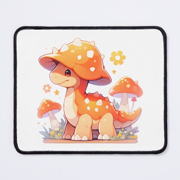 Item preview, Cute Kawaii Orange Mushroom Hat Dinosaur designed and sold by CozyKawaiiArt.