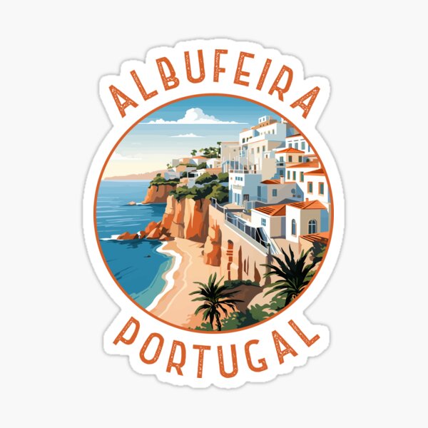Artikel-Vorschau von Albufeira Portugal Retro Distressed Circle, designt und verkauft von KrisSidDesigns.