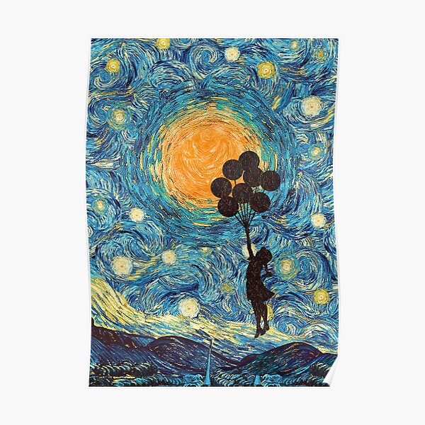 la fille de ballons nuit étoilée Poster