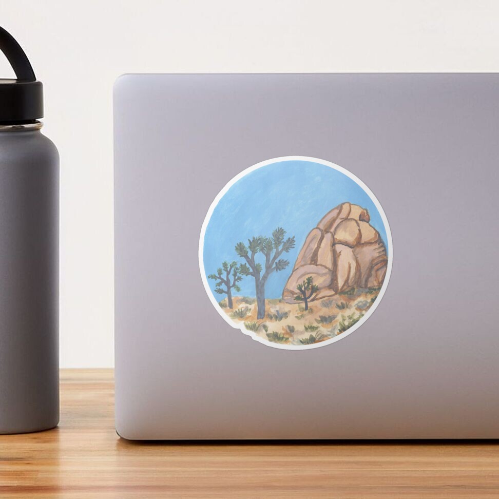 Joshua Tree National Park - hand painted art in circle shape Sticker