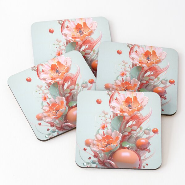 Item preview, Delicate poppy glass art - 3D render in pastel colors designed and sold by PoppinArtFox.