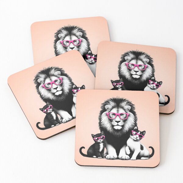 Item preview, cat and lion with pink fagas designed and sold by InnovaDigital.