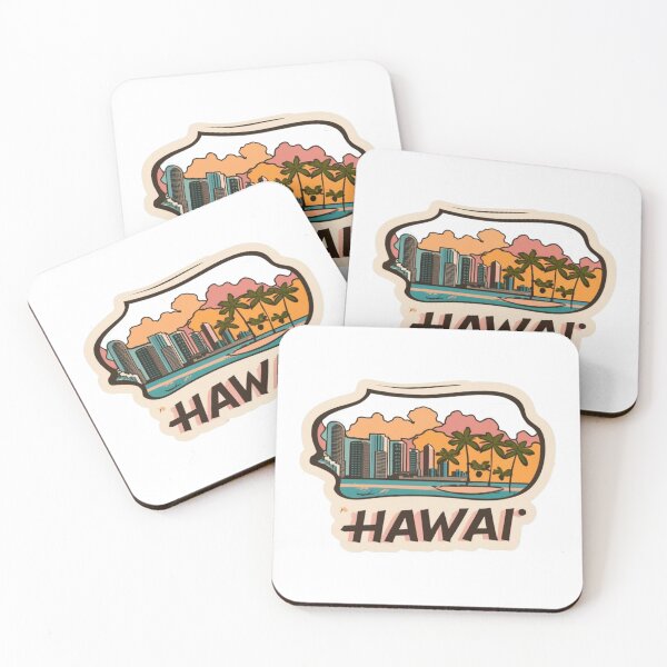 Item preview, Hawai with the city center and the ocean | Drawing style designed and sold by CircinusStore.