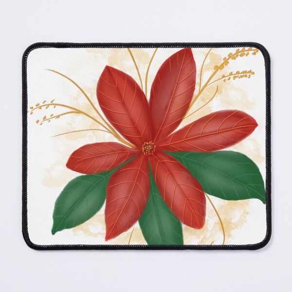 Item preview, Red Poinsettia on Gold designed and sold by The Elderberry Blossom.