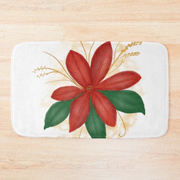 Item preview, Red Poinsettia on Gold designed and sold by The Elderberry Blossom.