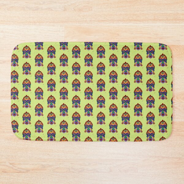 Item preview, African art - Sad Tribal mask on chartreuse background designed and sold by Dorothea Neumann.