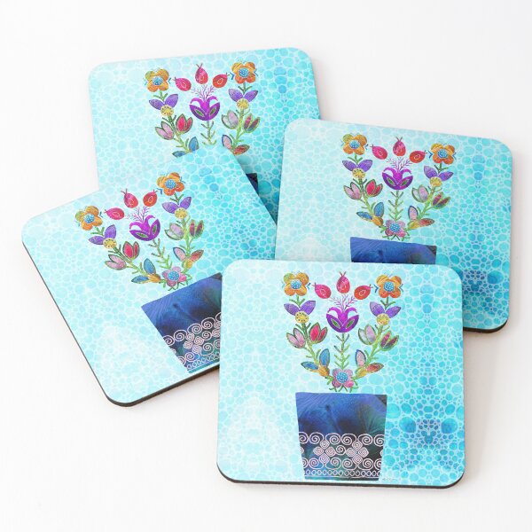 Item preview, Colorful Mosaic Flowers In A Blue Pot Floral Art designed and sold by Sharon Cummings Art.