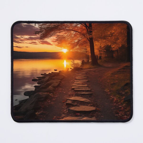 Item preview, Stone Path By Lake During Autumn Sunset designed and sold by Matt's Artificial Nature.