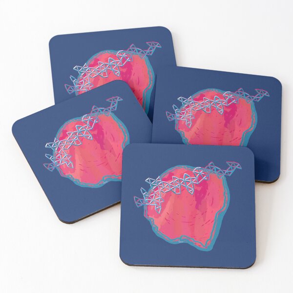 Item preview, Abstract Mars and satellite (pink & blue / blue background) designed and sold by MentaLee.