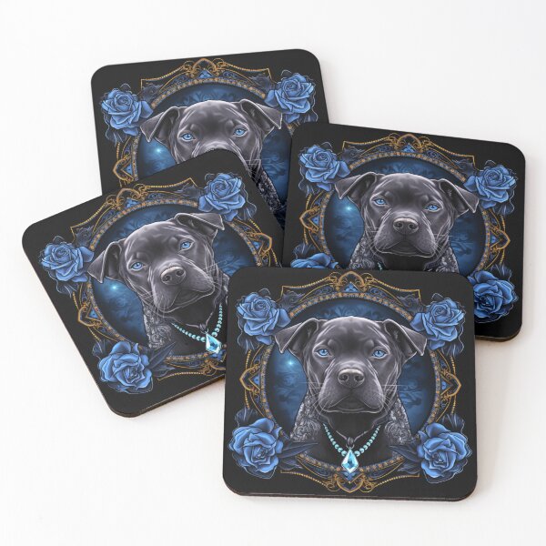 Item preview, Staffy And Blue Roses designed and sold by Nocturne  Paws.