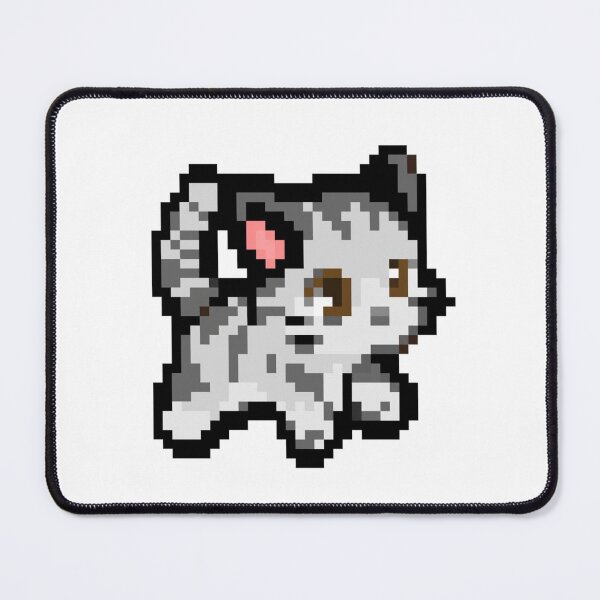 Item preview, cute grey cat pixel art designed and sold by BashPIXIE.