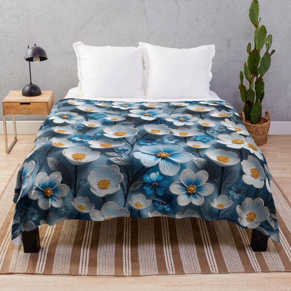 Item preview, Realistic blue 3D flowers - expressive botanical pattern. designed and sold by My-fake-places.