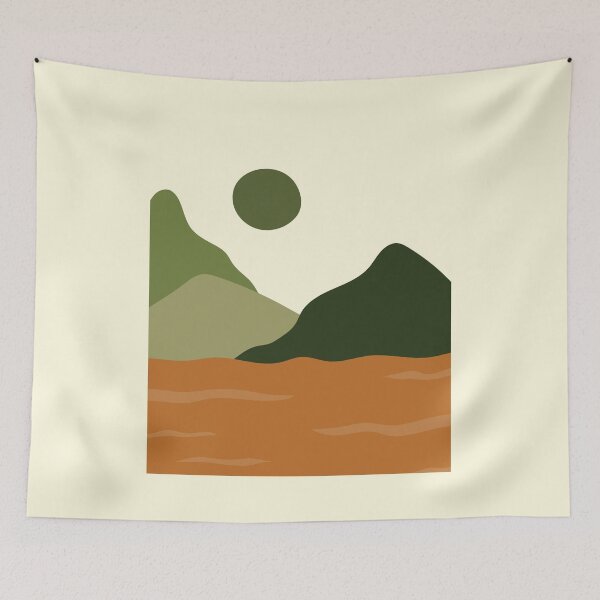 Item preview,    Boho Abstract Art Green Landscape Sunset Mountains Design designed and sold by zedonee.